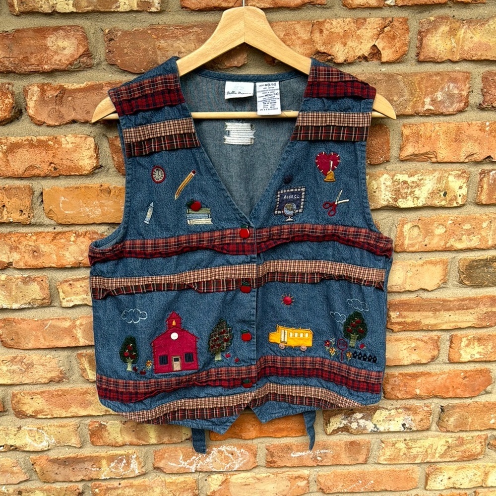 Bobbie Brooks Denim Vest School/Fall Theme